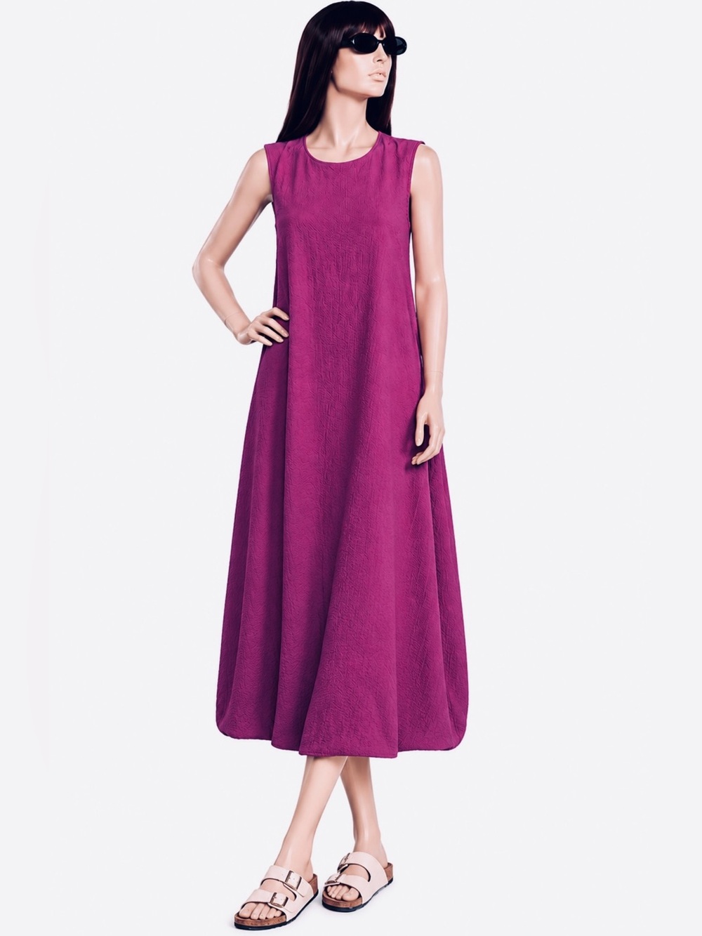 Eileen Fisher Berry Sleeveless Lagenlook Dress Minimalist Quiet Luxury Size XS